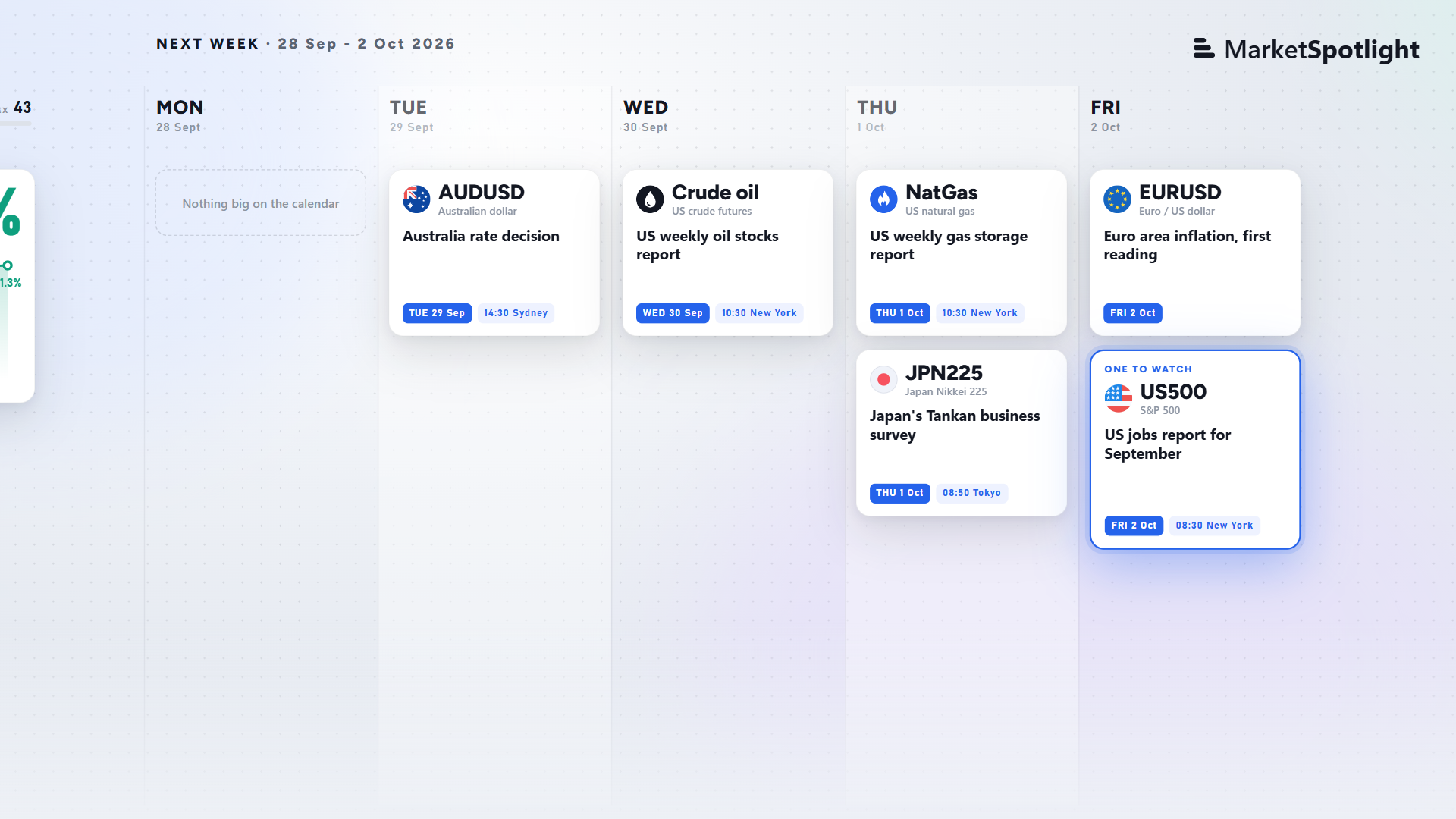 The week ahead — week ending 25 Sep 2026